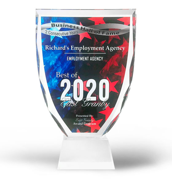 Richard's Employment Agency Best of 2020 award